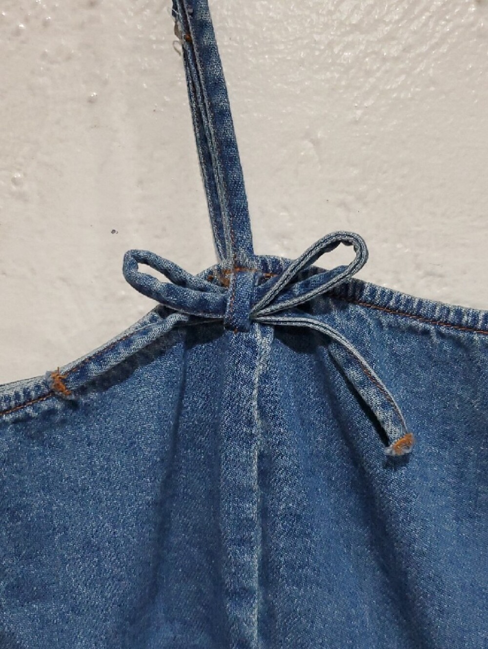 AEO Denim Bow-Detail Spaghetti Strap Peplum Top - Size M - Picture 7 of 13